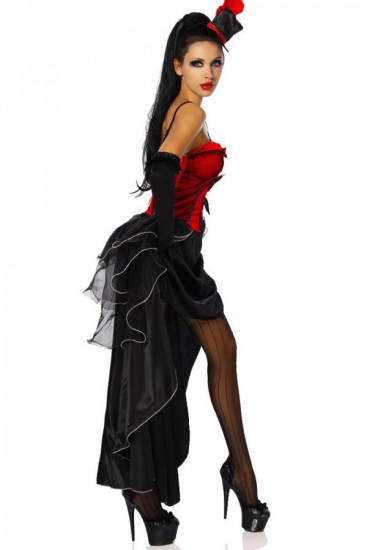 Burlesque-Style Cabarett-Kostüm in Rot, Rosa
