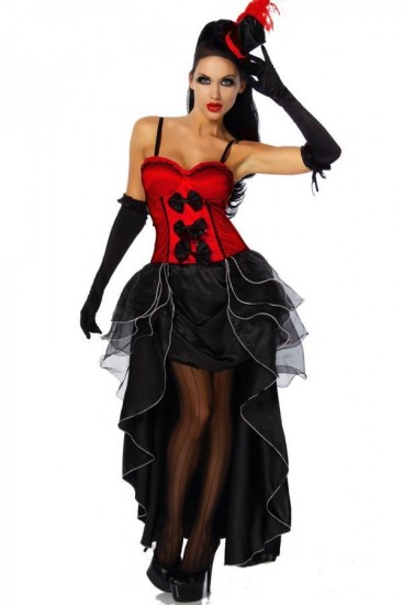 Burlesque-Style Cabarett-Kostüm in Rot, Rosa