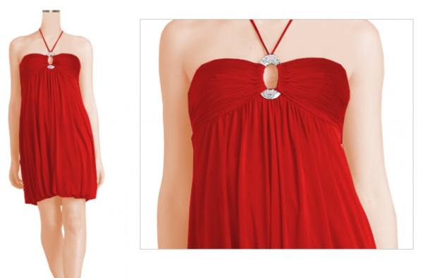 Rotes Neckholder Ballon Cocktailkleid