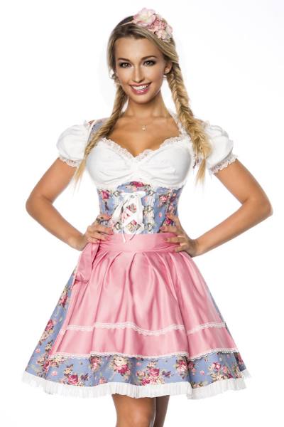 Dirndl aus Denim rosa/weiß