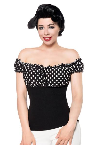 Jersey-Top Schulterfrei mit Dots