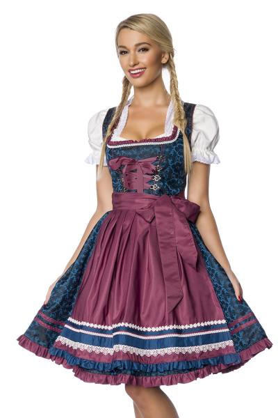 Luxus Designer Brokat Dirndl in blau