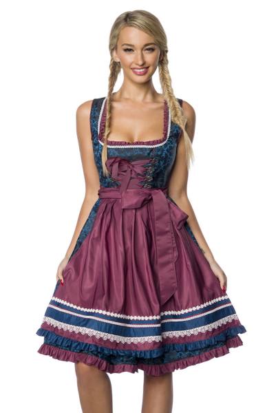 Luxus Designer Brokat Dirndl in blau