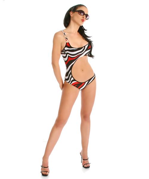 asymmetrische Retro Monokini in Rot