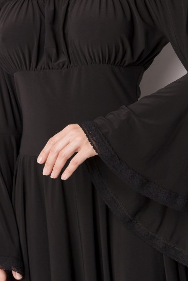 Mittelalterkleid mit Carmen Ausschnitt schwarz