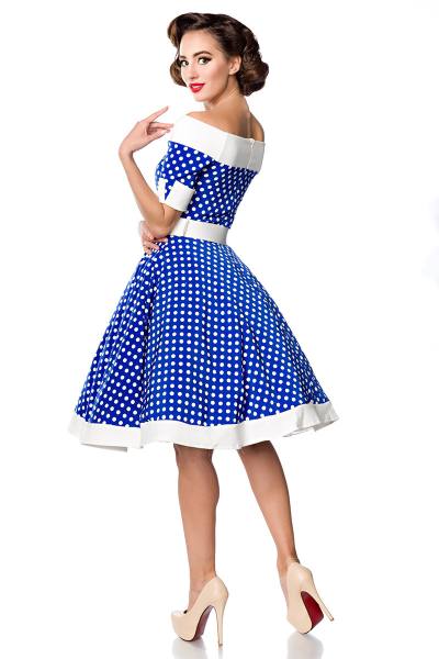 Blaue Retro-Kleid mit Tellerrock Schulterfrei