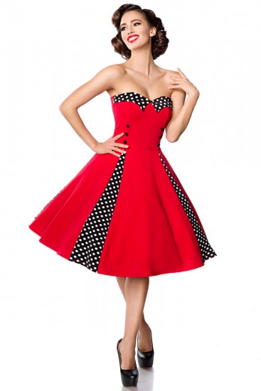 Godets Vintage-Kleid mit Bolero Rot