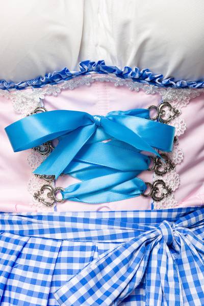 Romantisches Unterbrustdirndl in Rosa, Blau