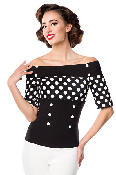 Schulterfreie Retro-Bluse mit Dots