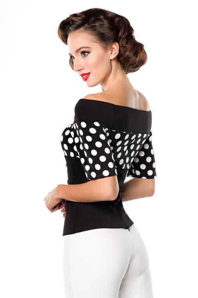 Schulterfreie Retro-Bluse mit Dots