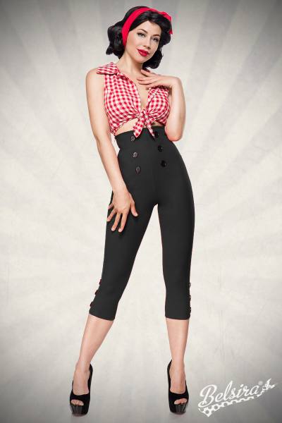 High Waist Retro Caprihose schwarz