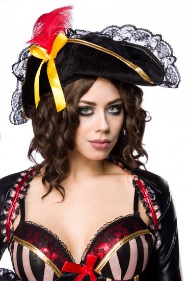 Sexy Piraten Kostüm-Set mit Kleid, Bolero, Hut