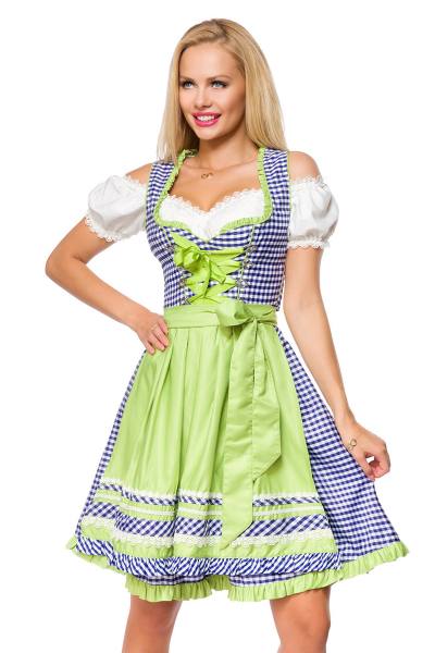 Traditionelles Karo Dirndl mit grüne Schürze