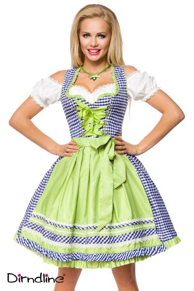 Traditionelles Karo Dirndl mit grüne Schürze