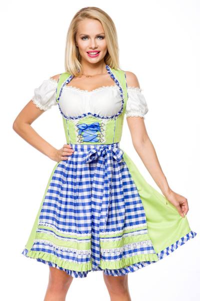 Unterbrust-Dirndl mit Karierte Schürze in blau