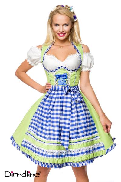 Unterbrust-Dirndl mit Karierte Schürze in blau