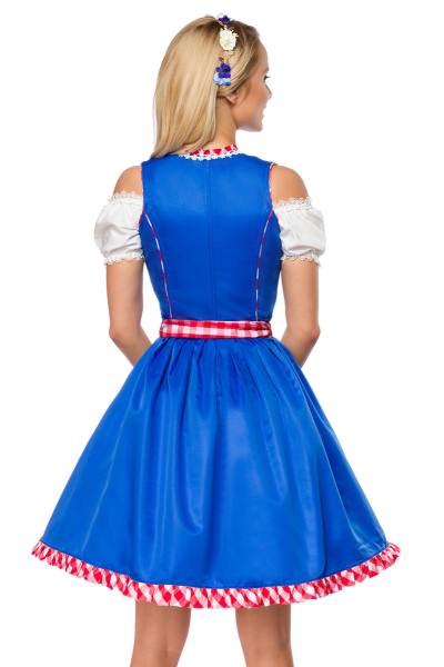 Damen Unterbrustdirndl mit Karoschürze in Rot