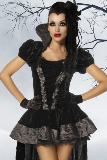 Vampire Kleid Gothic Stil mit lange Schleppe