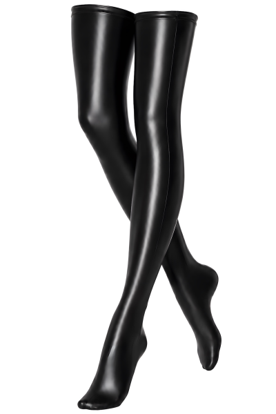 After Midnight F403 Powerwetlook Overknee-Strümpfe – Schwarz