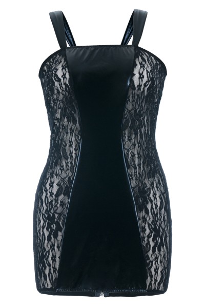 Sexy Base Wetlook-Chemise SB/1004 mit Spitze – Schwarz