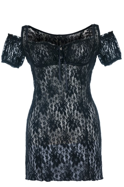 Andalea Chemise SB/1007 – Schwarzes Spitzen-Negligé (Plus Size)