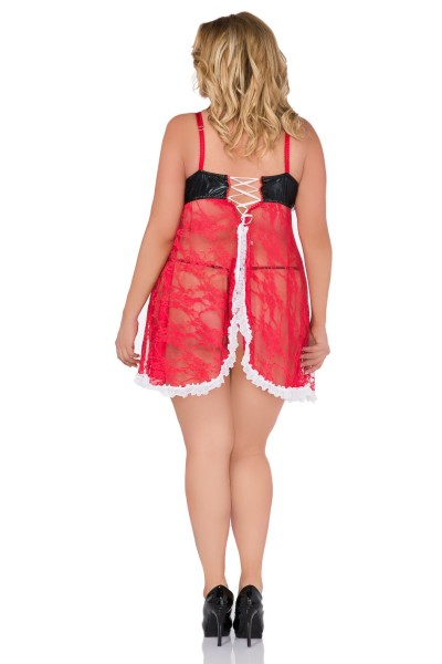 Andalea Rotes Erotisches Santa Weihnachts-Chemise – Plus Size