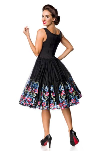 Armellose Retro Blumenkleid schwarz