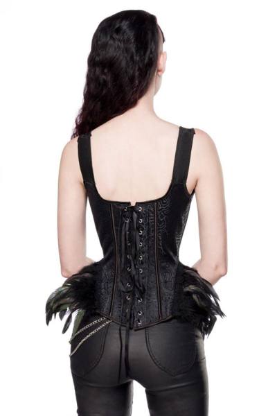 Ausgestelle Brokat Gothic-Corsage mit Federn