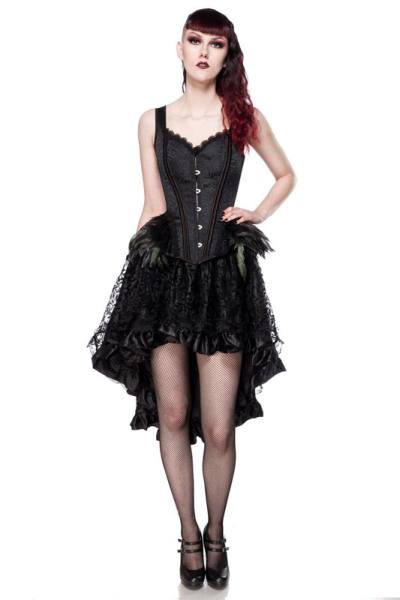 Ausgestelle Brokat Gothic-Corsage mit Federn