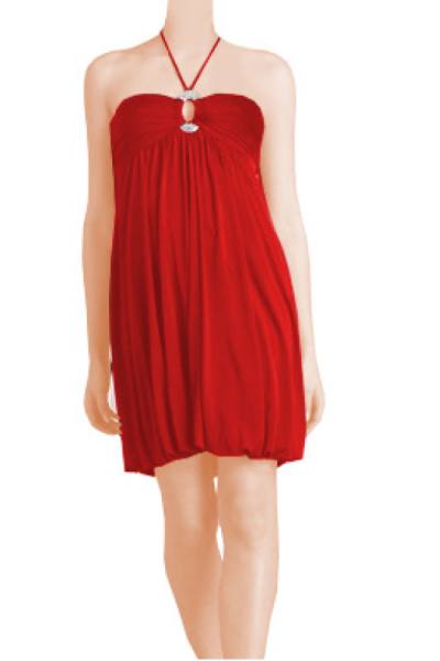 Rotes Neckholder Ballon Cocktailkleid