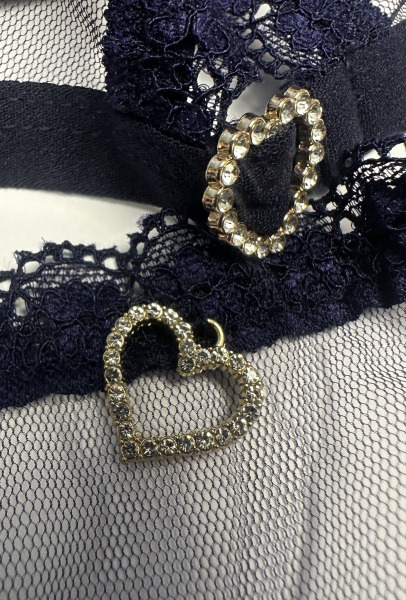 Blaues Netz BH-Set mit Spitze