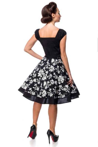 Blumenkleid mit Knöpfe in schwarz/weiß