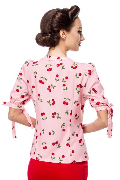 Bluse mit Kirschenmuster rosa