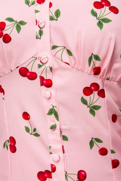 Bluse mit Kirschenmuster rosa