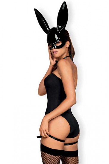 Bunny Kostüm schwarz mit Maske