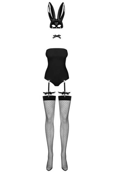 Bunny Kostüm schwarz mit Maske