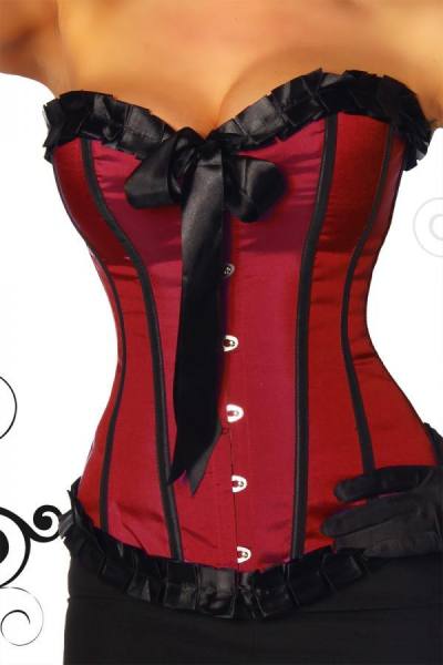 Burlesque Satin-Corsage rot mit Schleife
