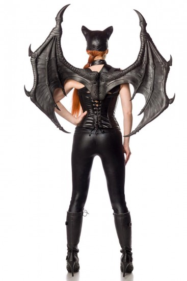 Cooles Bat Girl Fighter Kostüm schwarz