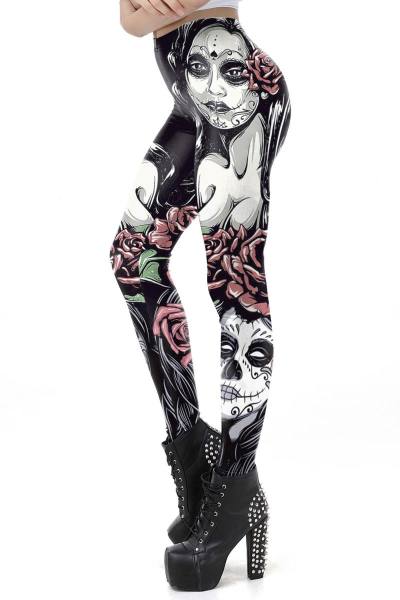 Día de Muertos Leggings in schwarz