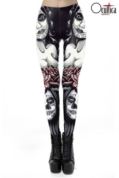 Día de Muertos Leggings in schwarz