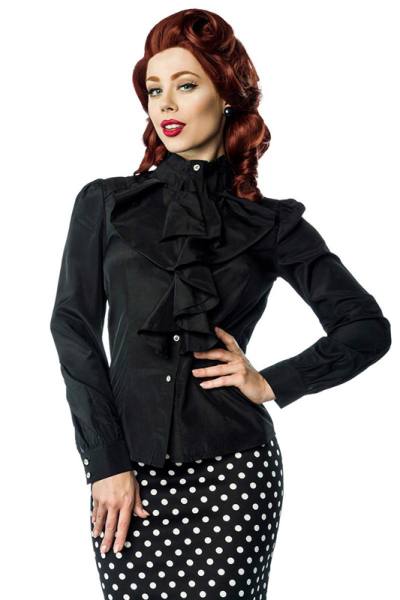 Damen Vintage Rüschen Bluse mit Jabot, Rotro Look