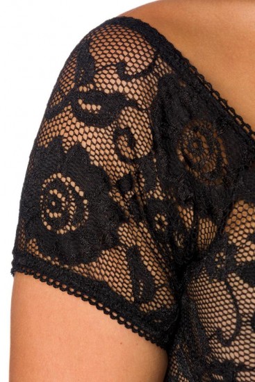 Sexy Dirndl-Bluse aus Vollspitze schwarz