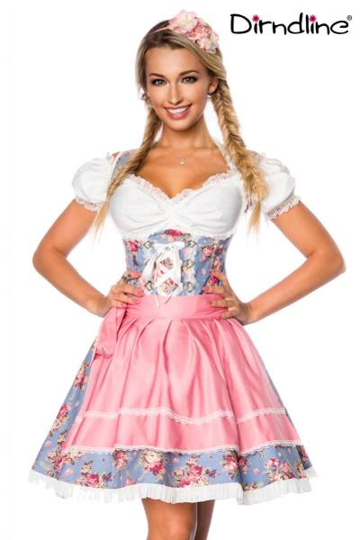 Dirndl aus Denim rosa/weiß