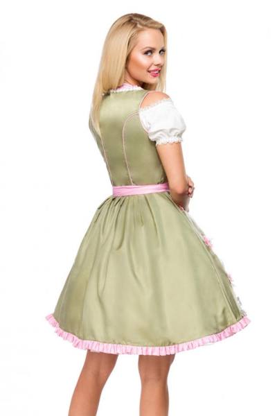 Dirndl mit transparente Blumenschürze-grün