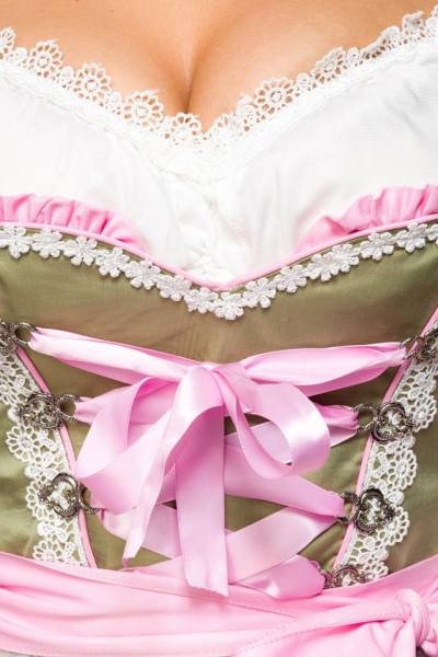 Dirndl mit transparente Blumenschürze-grün