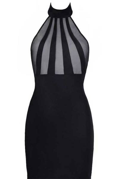 Erotisches Neckholder Kleid schwarz