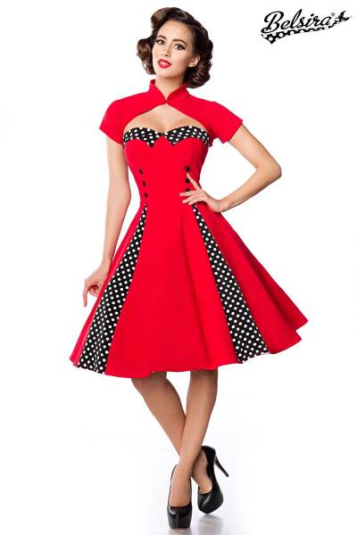 Godets Vintage-Kleid mit Bolero Rot