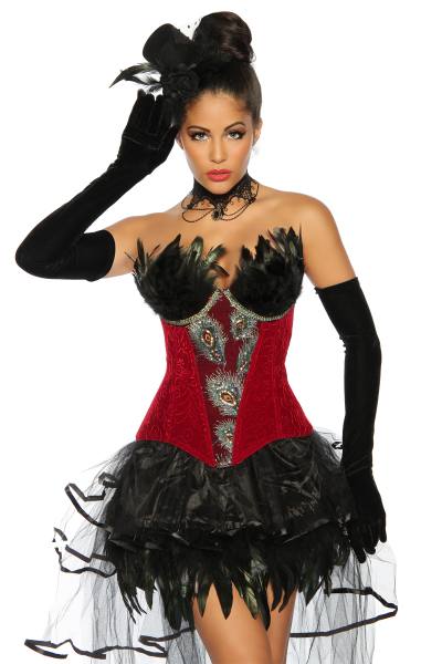 Gothic Burlesque-Corsage mit Federn