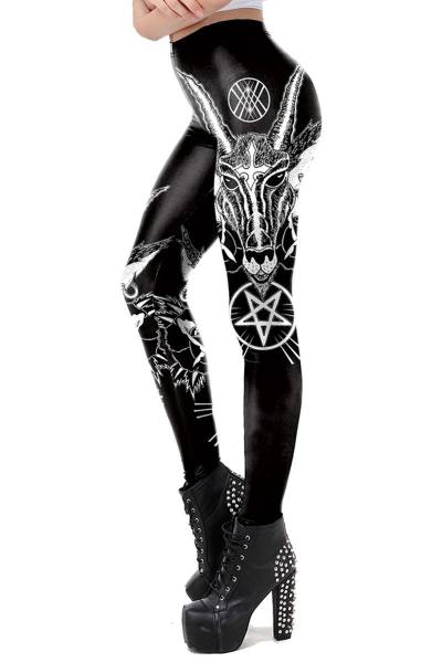 Gothic Devil Leggings mit Pentagramm