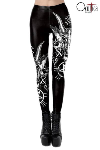 Gothic Devil Leggings mit Pentagramm